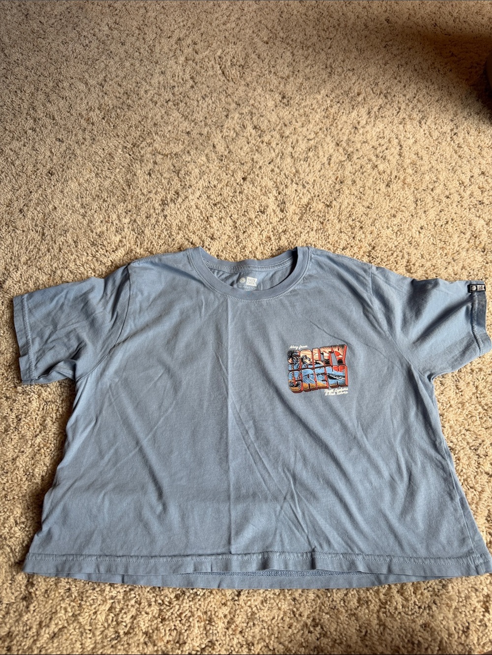 Salty Crew Light Blue Short Sleeve Tee with Surf Patch